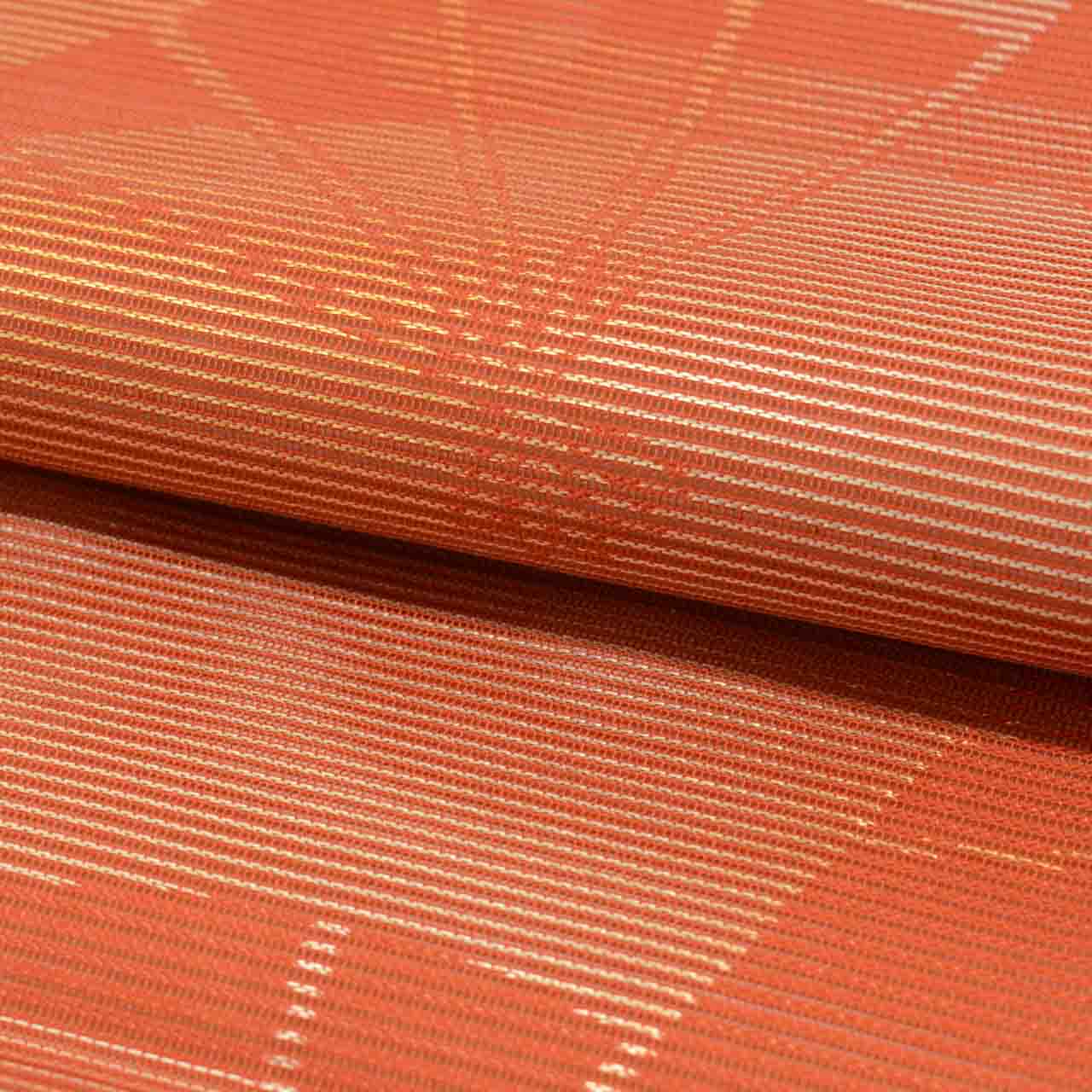 Vintage Japanese Obi | Summer Nagoya Obi | Red-Brown Silk Ro | Fan Pattern | Gold Thread | Sustainable | uu0972b