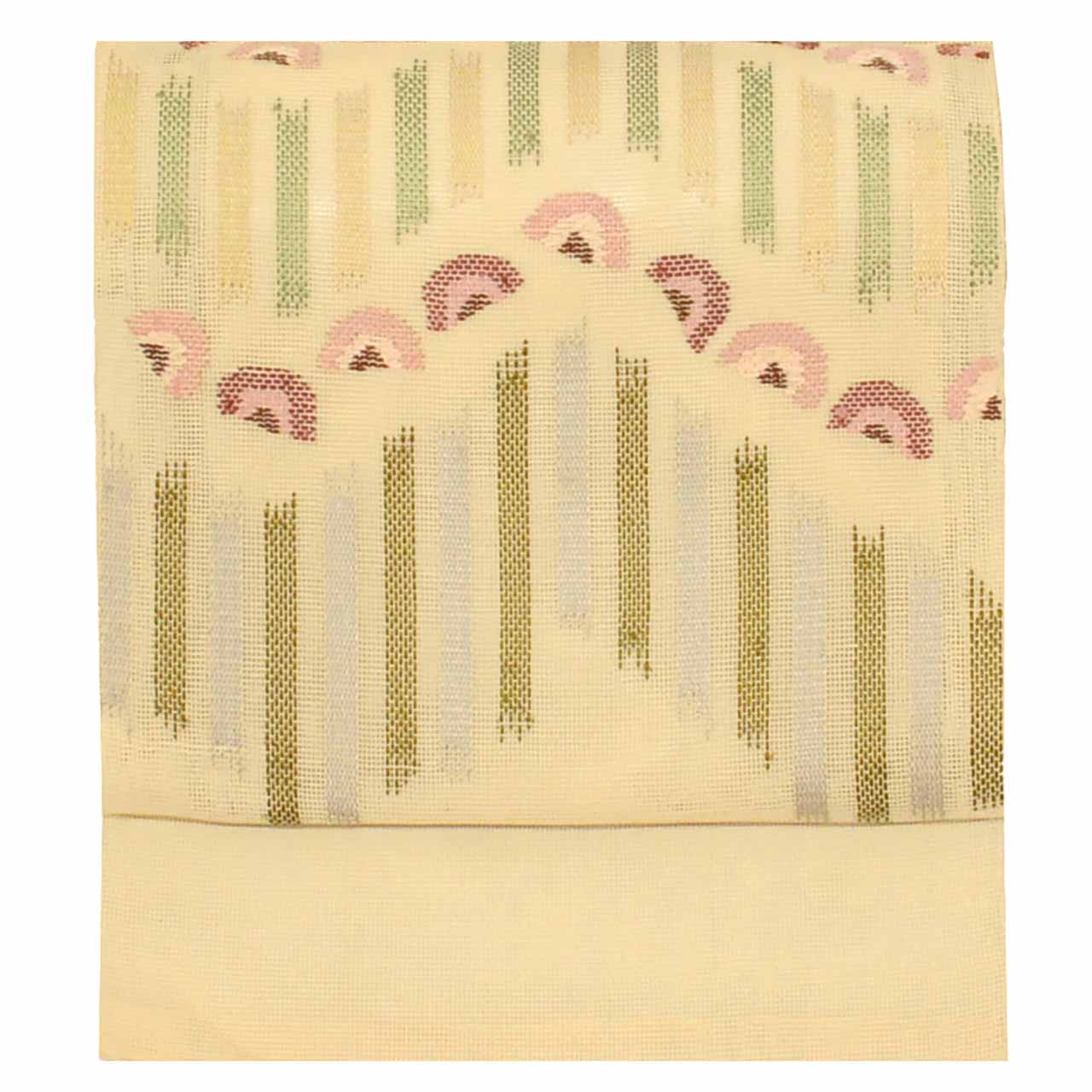 Vintage Japanese Obi | Summer Nagoya Obi | Beige Silk Sha | Seigaiha Wave | Eight-sun | Sustainable | uu0974b