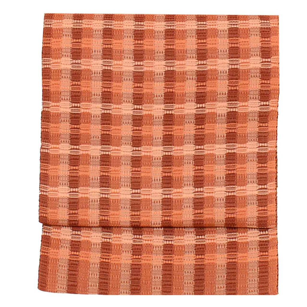 Vintage Japanese Obi | Summer Nagoya Obi | Brown Linen Sha | Stripe | Eight-sun | Excellent | Sustainable | uu0975b
