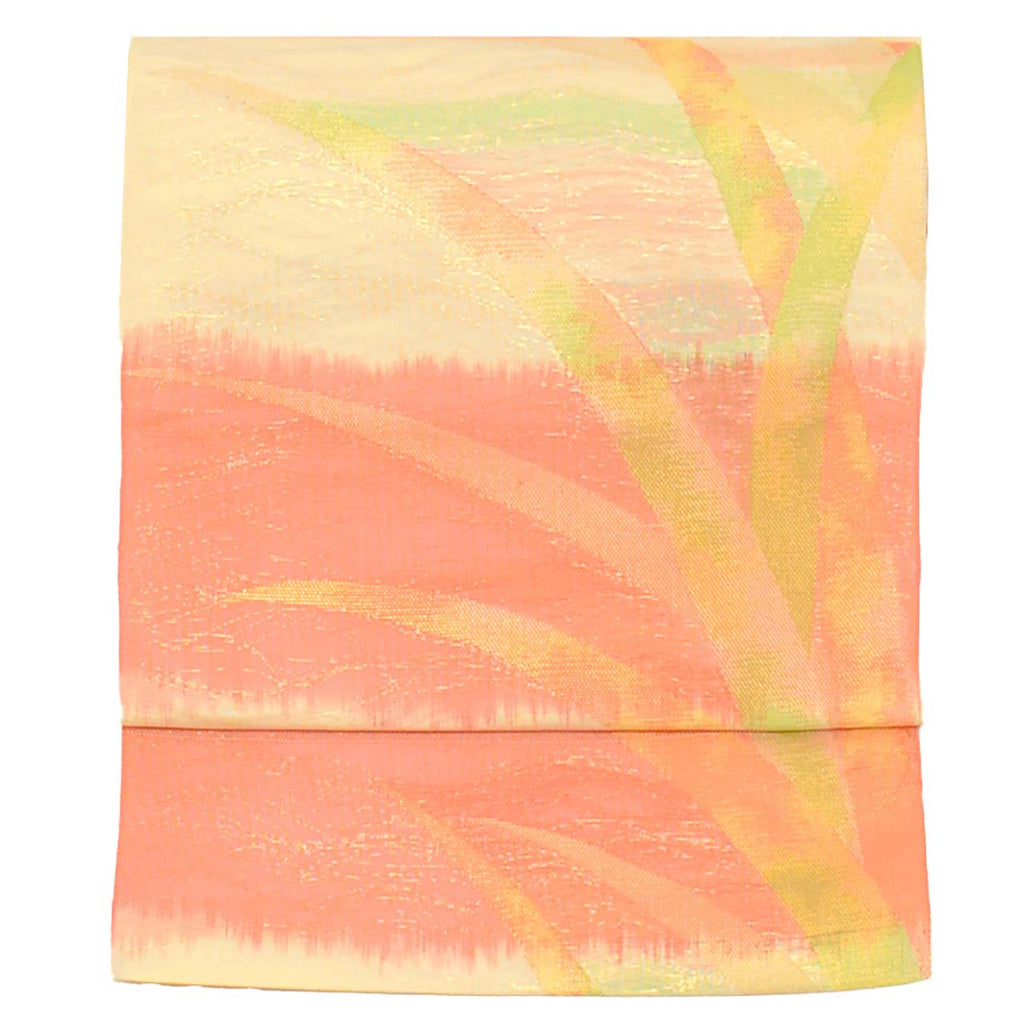 Vintage Japanese Obi | Summer Fukuro Obi | Cream Silk Sha | Botanical | Gold Thread | Excellent | Sustainable | uu0977b