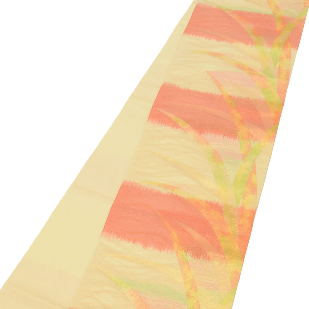 Vintage Japanese Obi | Summer Fukuro Obi | Cream Silk Sha | Botanical | Gold Thread | Excellent | Sustainable | uu0977b
