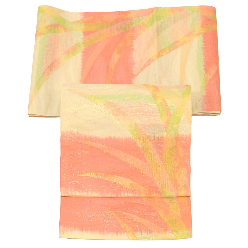 Vintage Japanese Obi | Summer Fukuro Obi | Cream Silk Sha | Botanical | Gold Thread | Excellent | Sustainable | uu0977b