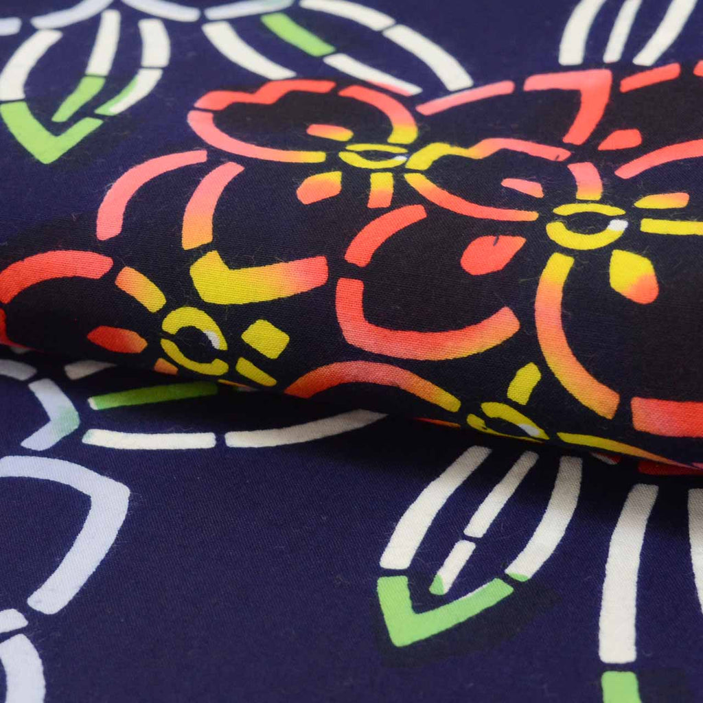 Vintage Japanese Yukata | Women's Yukata | Navy Cotton | Floral Pattern | Koma-ji Chuzome | Junior Size SS | Sustainable | uu0988b