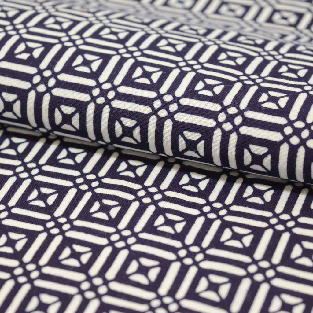 Vintage Japanese Yukata | Men's Yukata | Navy Cotton | Geometric Wari-tsuke Pattern | Koma-ji Chuzome | Size M | Sustainable | uu0993b