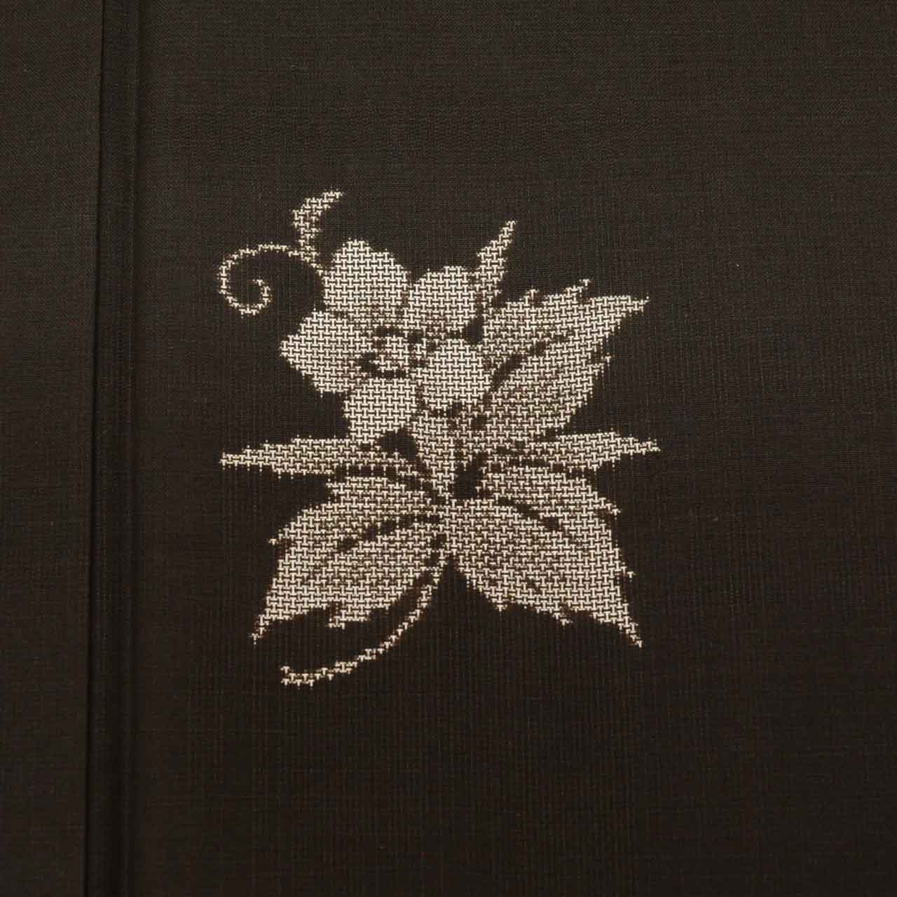 Vintage Japanese Kimono | Oshima Tsumugi | Brown Silk | Floral | Mud-dyed | 9-thread | Kata-su | Tall Size LL | Sustainable | uu0998b