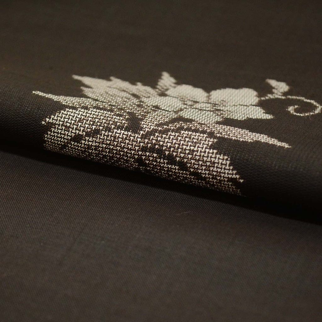 Vintage Japanese Kimono | Oshima Tsumugi | Brown Silk | Floral | Mud-dyed | 9-thread | Kata-su | Tall Size LL | Sustainable | uu0998b