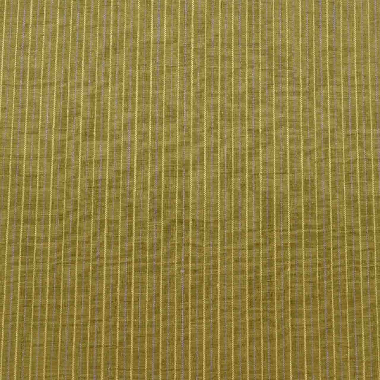 Vintage Japanese Kimono | Yuki Tsumugi | Green Silk | Stripe Pattern | Certified | UNESCO Heritage | Tall Size LL | Sustainable | uu1000b