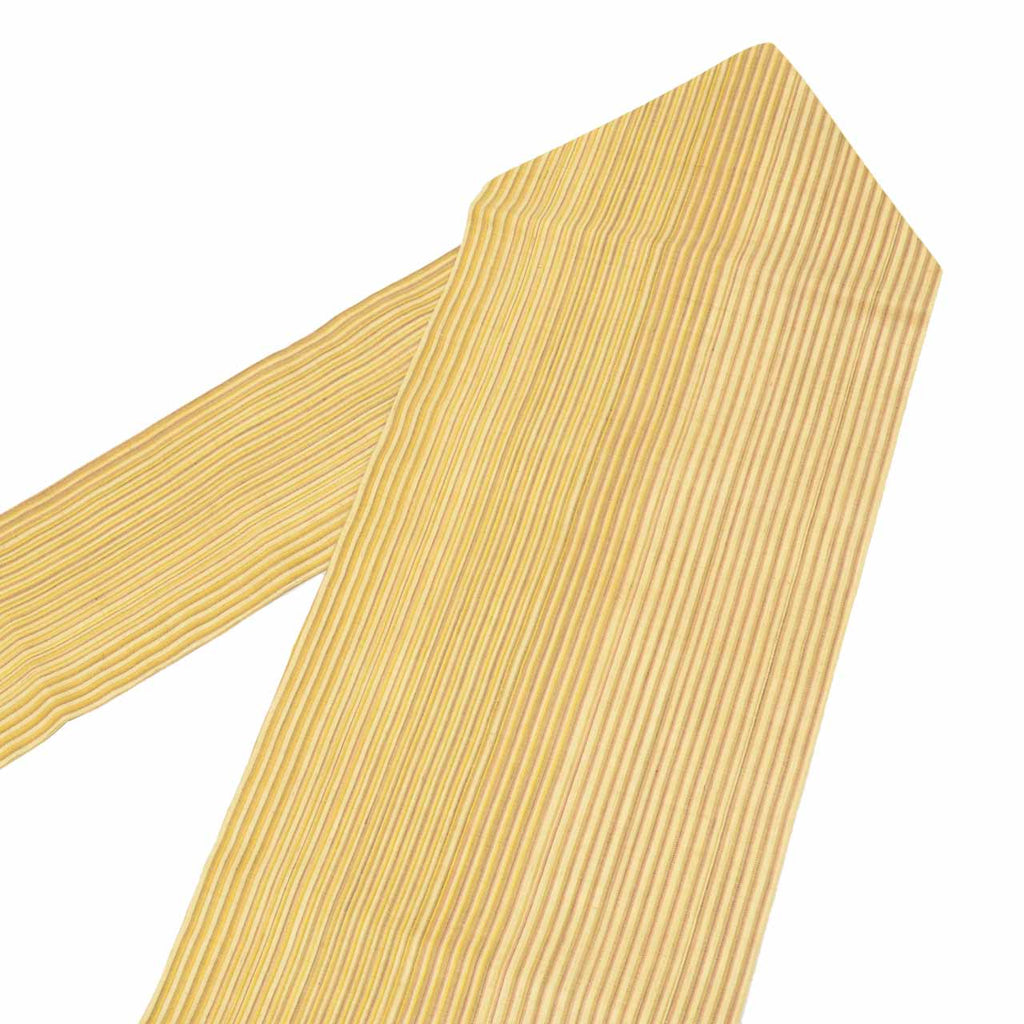 Vintage Japanese Obi | Nagoya Obi | Miyako Jofu Linen | Beige | Stripe | Hand-woven | Nine-sun | Full-length | Sustainable | uu1004b