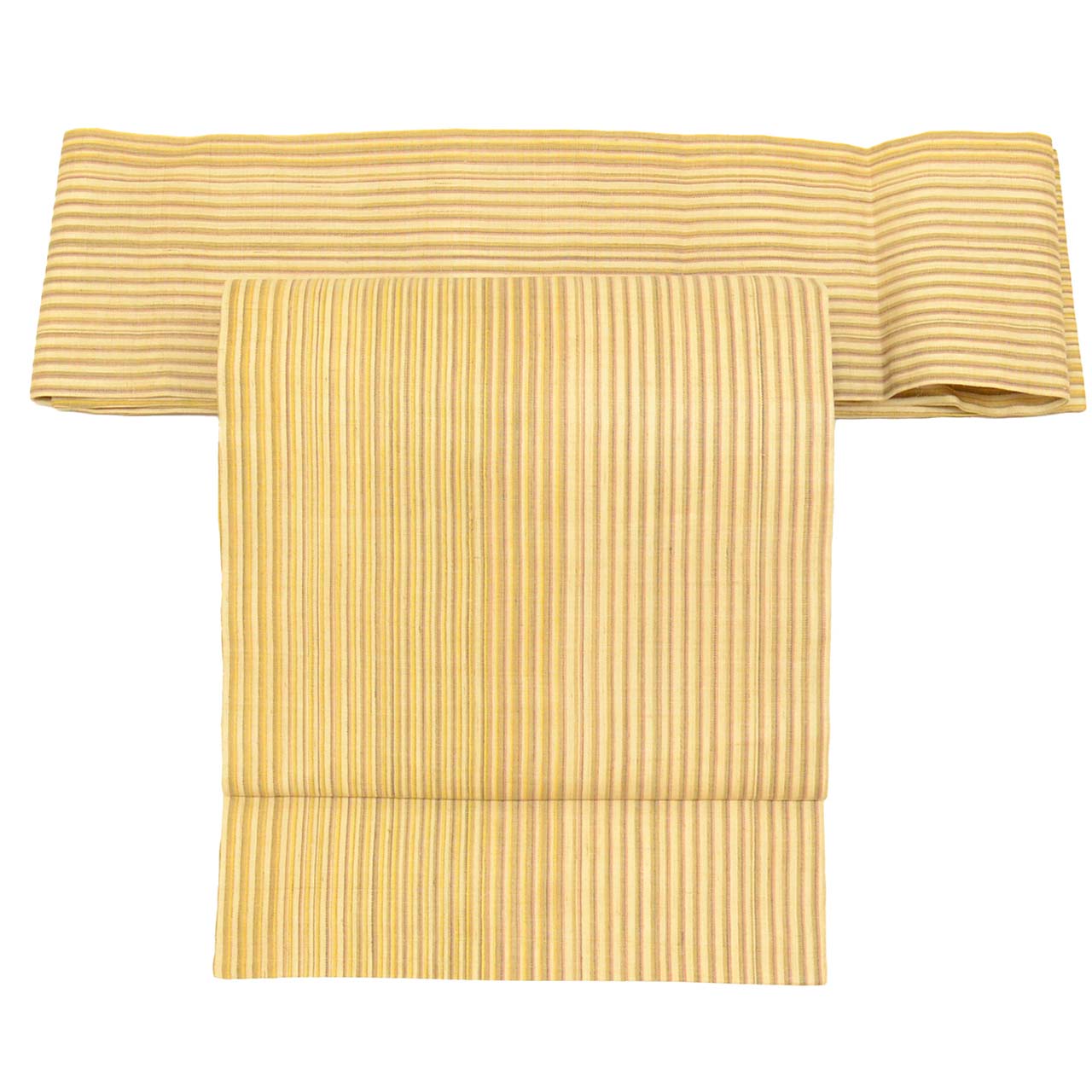 Vintage Japanese Obi | Nagoya Obi | Miyako Jofu Linen | Beige | Stripe | Hand-woven | Nine-sun | Full-length | Sustainable | uu1004b