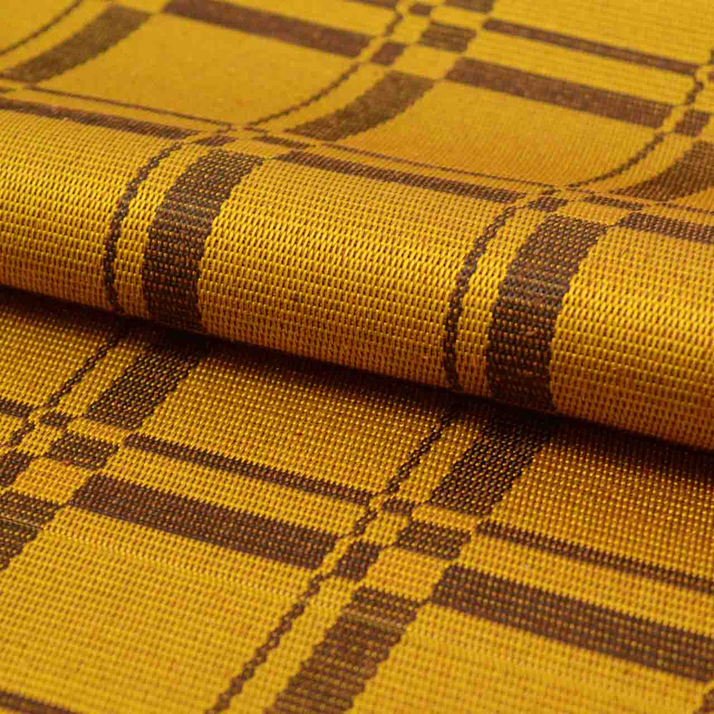 Vintage Japanese Obi | Nagoya Obi | Honba Kihachijo | Brown Silk | Lattice | Hand-woven | Eight-sun | Certified | Sustainable | uu1005b
