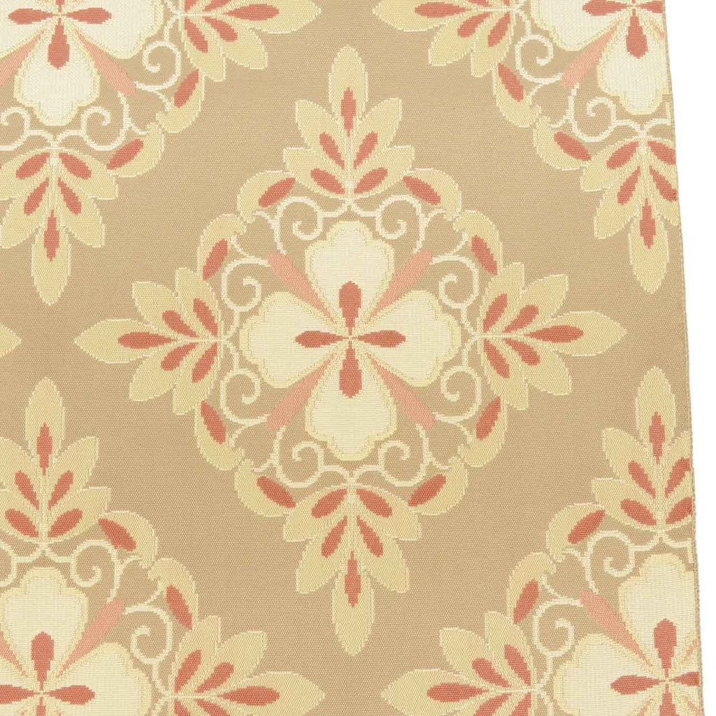 Vintage Japanese Obi | Fukuro Obi | Beige Silk | Diamond Floral | Kitamura Takeshi Living National Treasure | Sustainable | uu1006b