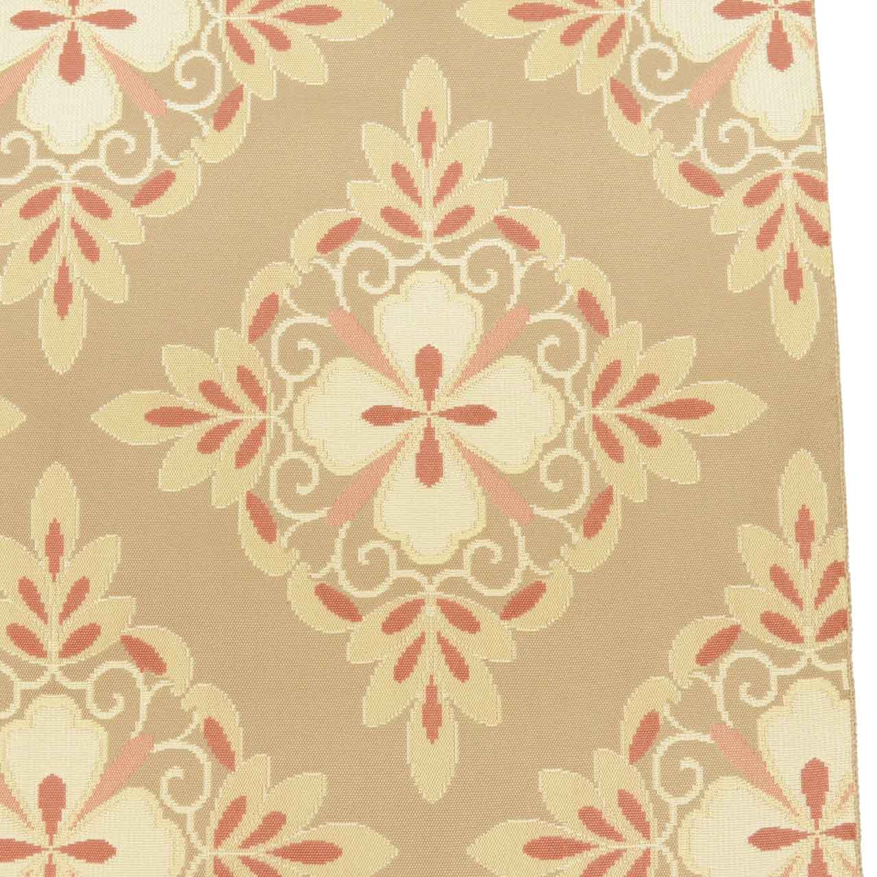 Vintage Japanese Obi | Fukuro Obi | Beige Silk | Diamond Floral | Kitamura Takeshi Living National Treasure | Sustainable | uu1006b