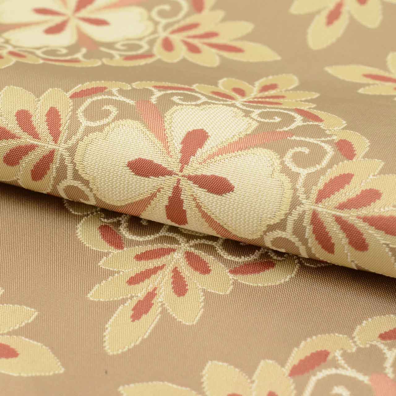 Vintage Japanese Obi | Fukuro Obi | Beige Silk | Diamond Floral | Kitamura Takeshi Living National Treasure | Sustainable | uu1006b