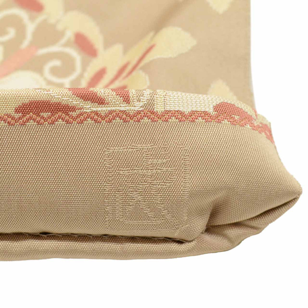 Vintage Japanese Obi | Fukuro Obi | Beige Silk | Diamond Floral | Kitamura Takeshi Living National Treasure | Sustainable | uu1006b