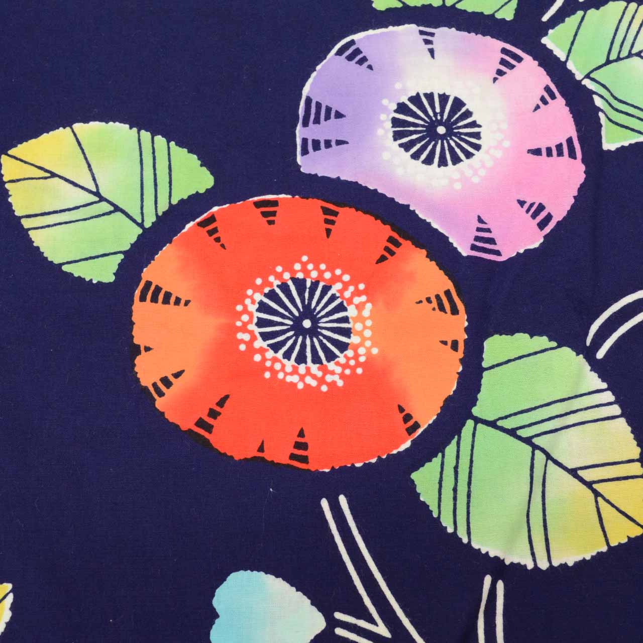 Vintage Japanese Yukata | Girl's Yukata | Navy Cotton | Floral Pattern | Koma-ji Chuzome | Kids Size 130 | Sustainable | uu1018b