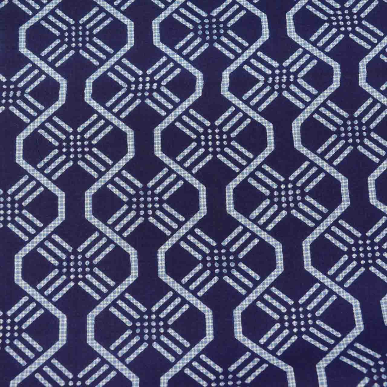 Vintage Japanese Yukata | Men's Yukata | Navy Cotton | Geometric Wari-tsuke Pattern | Koma-ji Chuzome | Unused | Sustainable | uu1020b