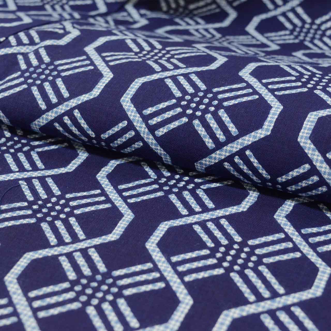 Vintage Japanese Yukata | Men's Yukata | Navy Cotton | Geometric Wari-tsuke Pattern | Koma-ji Chuzome | Unused | Sustainable | uu1020b