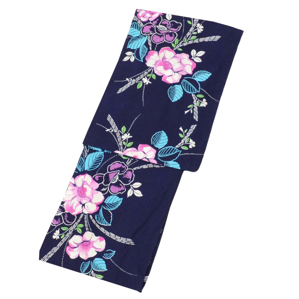 Vintage Japanese Yukata | Women's Yukata | Navy Cotton | Floral Pattern | Koma-ji Chuzome | Size M | Sustainable | uu1021b