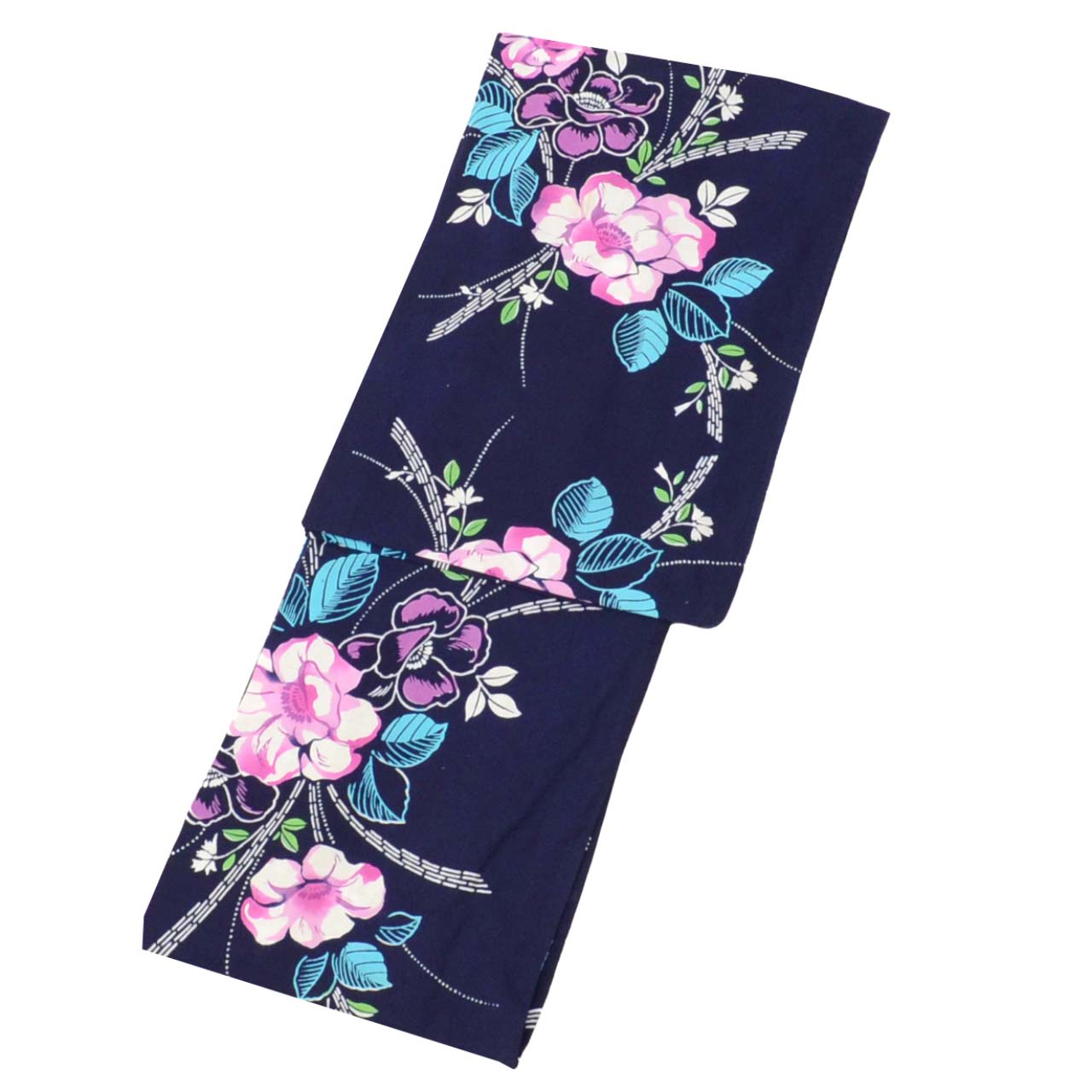 Vintage Japanese Yukata | Women's Yukata | Navy Cotton | Floral Pattern | Koma-ji Chuzome | Size M | Sustainable | uu1021b