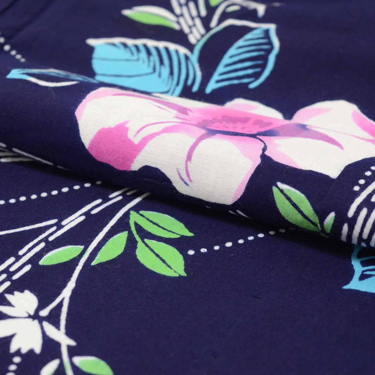 Vintage Japanese Yukata | Women's Yukata | Navy Cotton | Floral Pattern | Koma-ji Chuzome | Size M | Sustainable | uu1021b