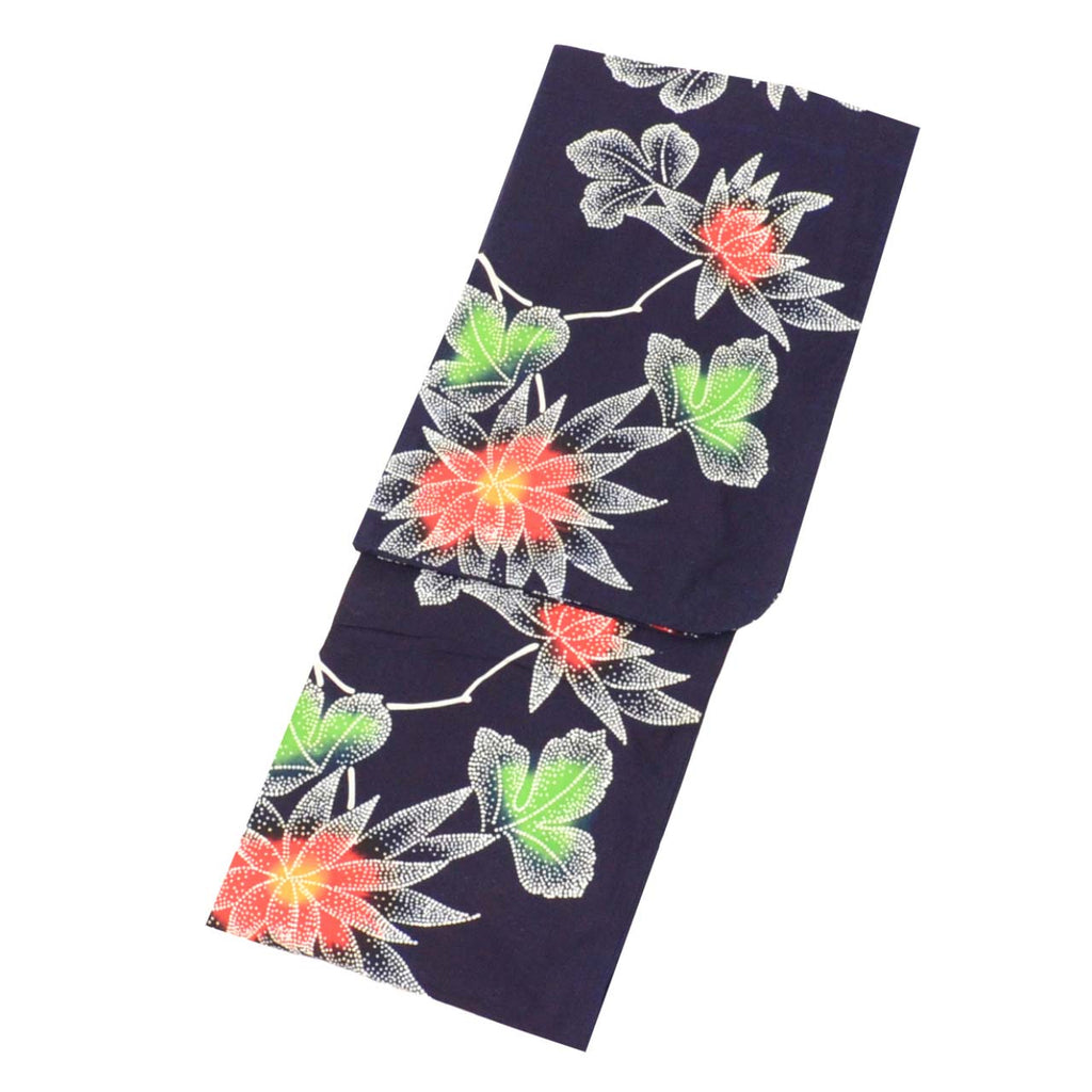 Vintage Japanese Yukata | Women's Yukata | Navy Cotton | Floral Pattern | Koma-ji Chuzome | Petite Size S | Sustainable | uu1024b