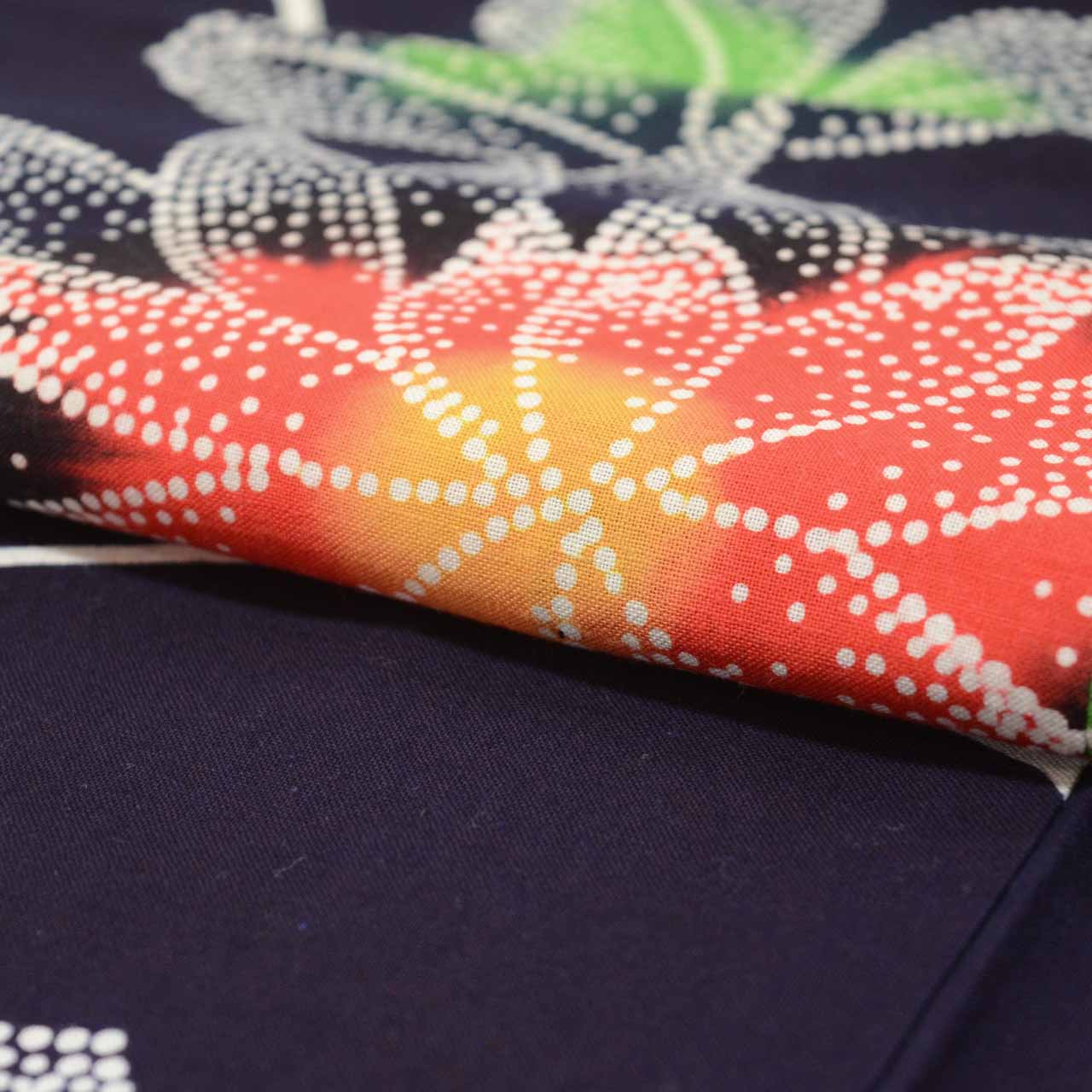 Vintage Japanese Yukata | Women's Yukata | Navy Cotton | Floral Pattern | Koma-ji Chuzome | Petite Size S | Sustainable | uu1024b