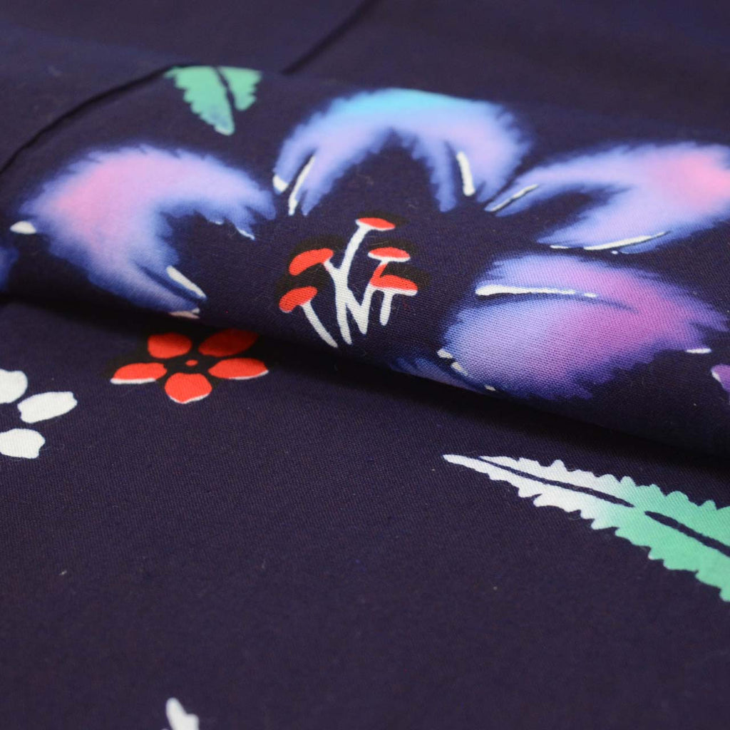 Vintage Japanese Yukata | Women's Yukata | Navy Cotton | Lily Pattern | Koma-ji Chuzome | Excellent | Petite Size S | Sustainable | uu1025b