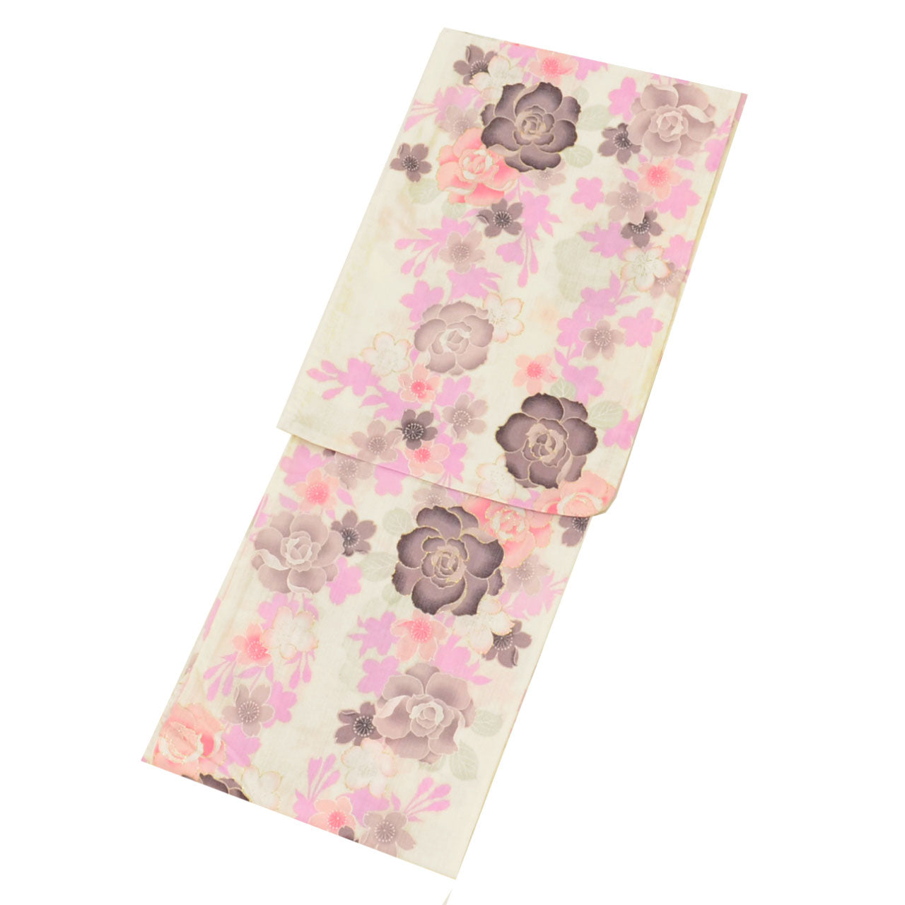 Vintage Japanese Yukata | Women's Yukata | White Cotton | Floral Pattern | Excellent | Size L | Sustainable | uu1028b