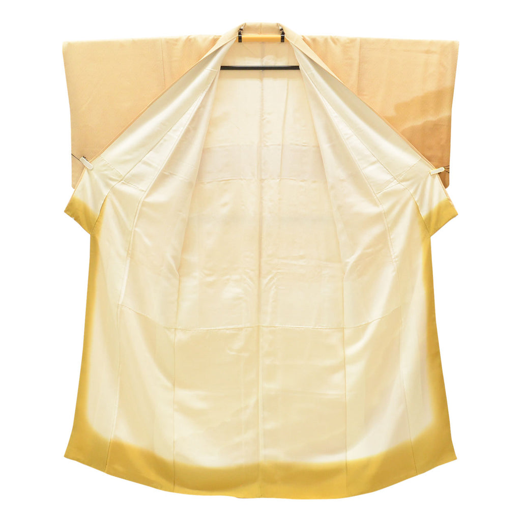 Vintage Japanese Kimono | Tsukesage | Brown Silk | Cloud-take Pattern | One Crest | Petite Size S | Sustainable | uu1036b