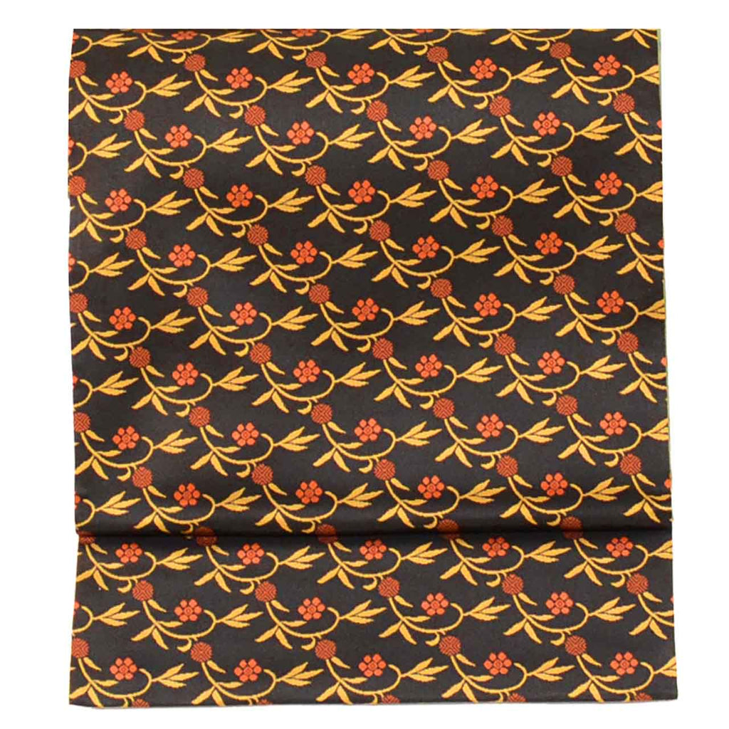 Vintage Japanese Obi | Sha-re Fukuro Obi | Black Silk | Floral Arabesque | Full-length | Excellent | Sustainable | uu1056b