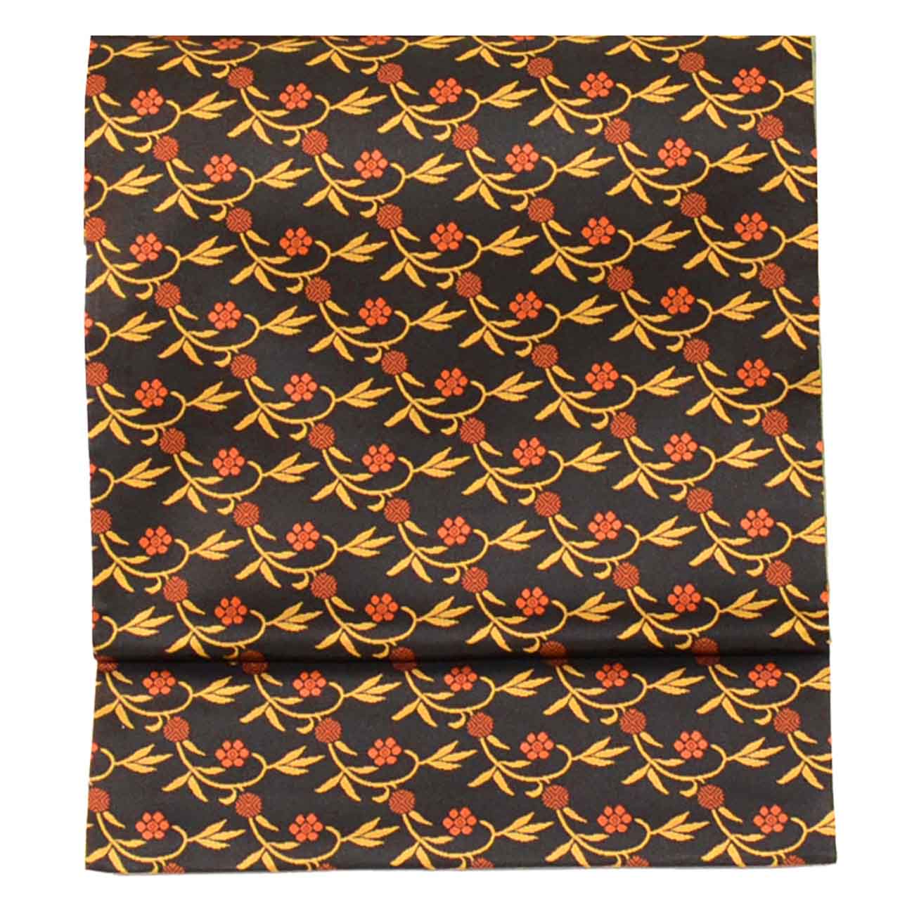 Vintage Japanese Obi | Sha-re Fukuro Obi | Black Silk | Floral Arabesque | Full-length | Excellent | Sustainable | uu1056b