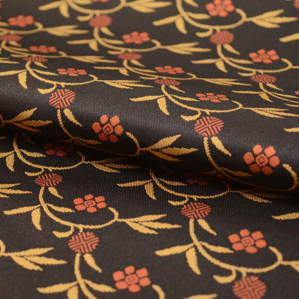 Vintage Japanese Obi | Sha-re Fukuro Obi | Black Silk | Floral Arabesque | Full-length | Excellent | Sustainable | uu1056b