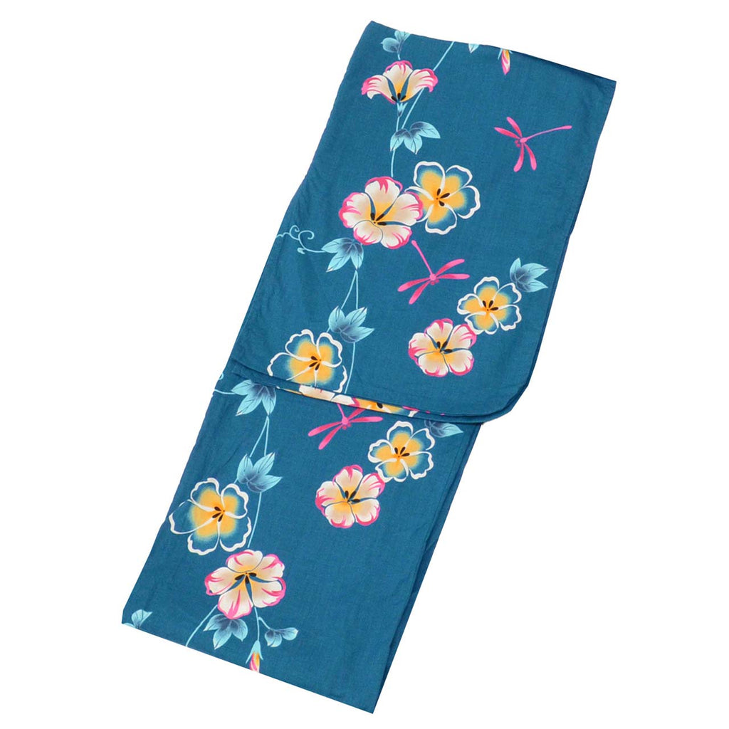 Vintage Japanese Yukata | Women's Yukata | Blue Cotton | Morning Glory Pattern | Koma-ji | Excellent | Size M | Sustainable | uu1066b