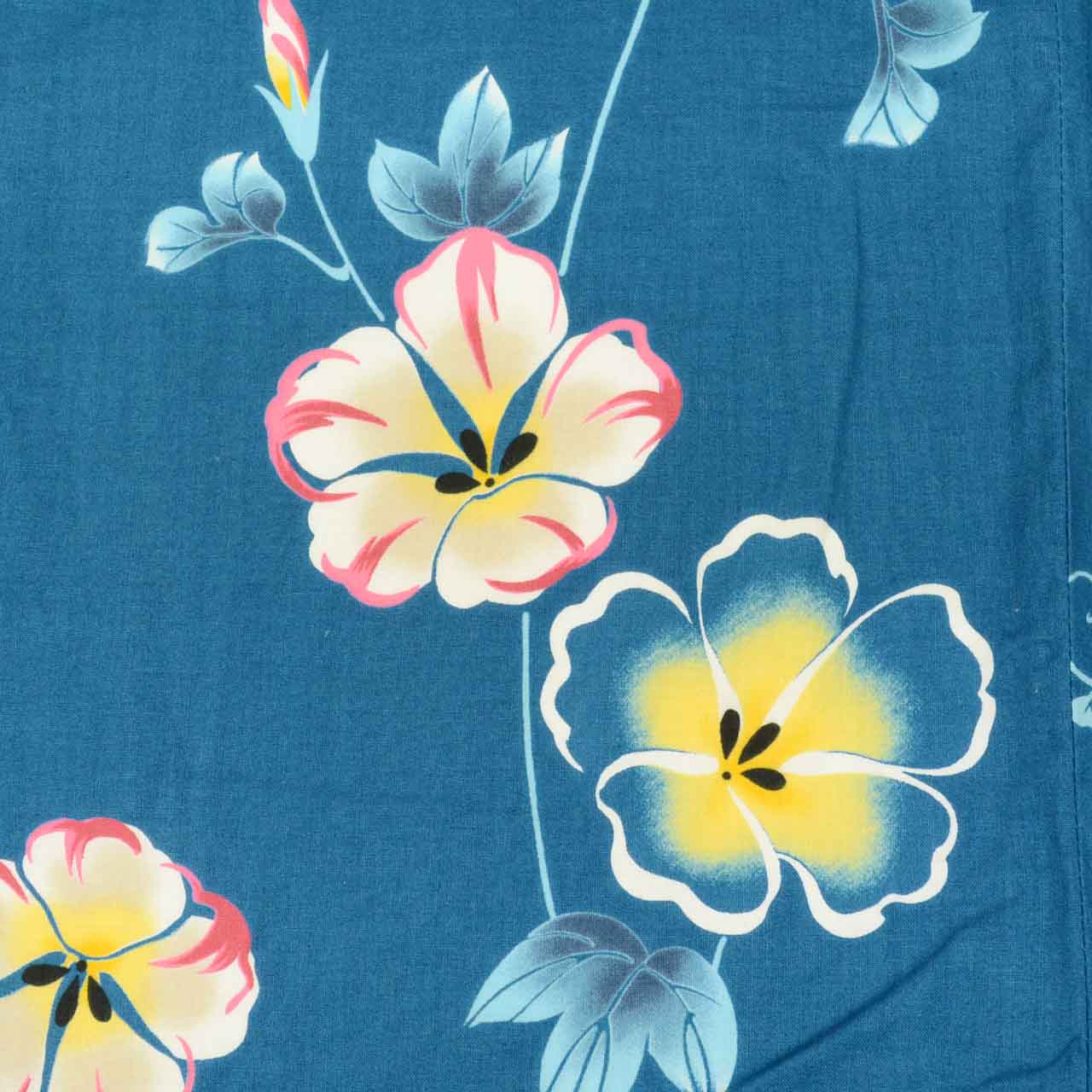 Vintage Japanese Yukata | Women's Yukata | Blue Cotton | Morning Glory Pattern | Koma-ji | Excellent | Size M | Sustainable | uu1066b