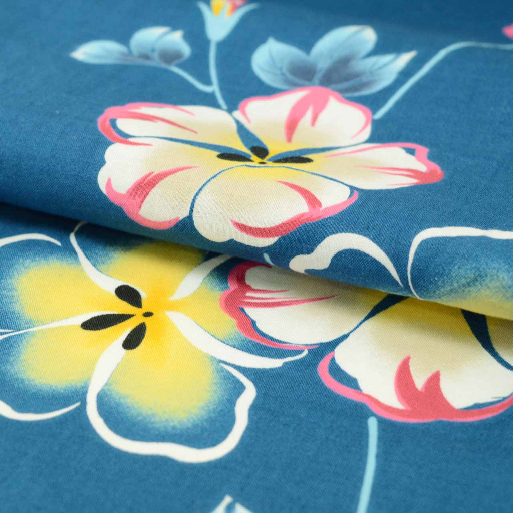 Vintage Japanese Yukata | Women's Yukata | Blue Cotton | Morning Glory Pattern | Koma-ji | Excellent | Size M | Sustainable | uu1066b