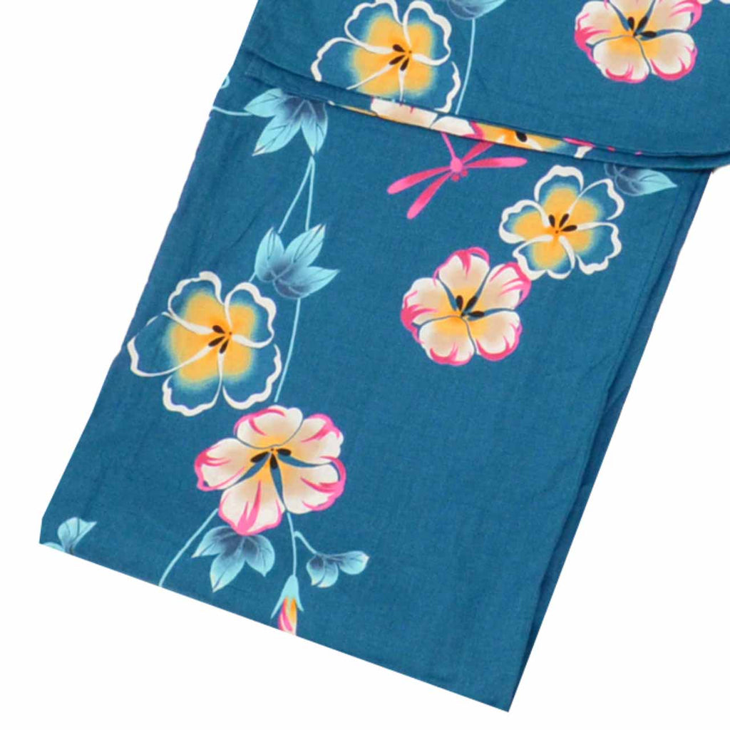 Vintage Japanese Yukata | Women's Yukata | Blue Cotton | Morning Glory Pattern | Koma-ji | Excellent | Size M | Sustainable | uu1066b
