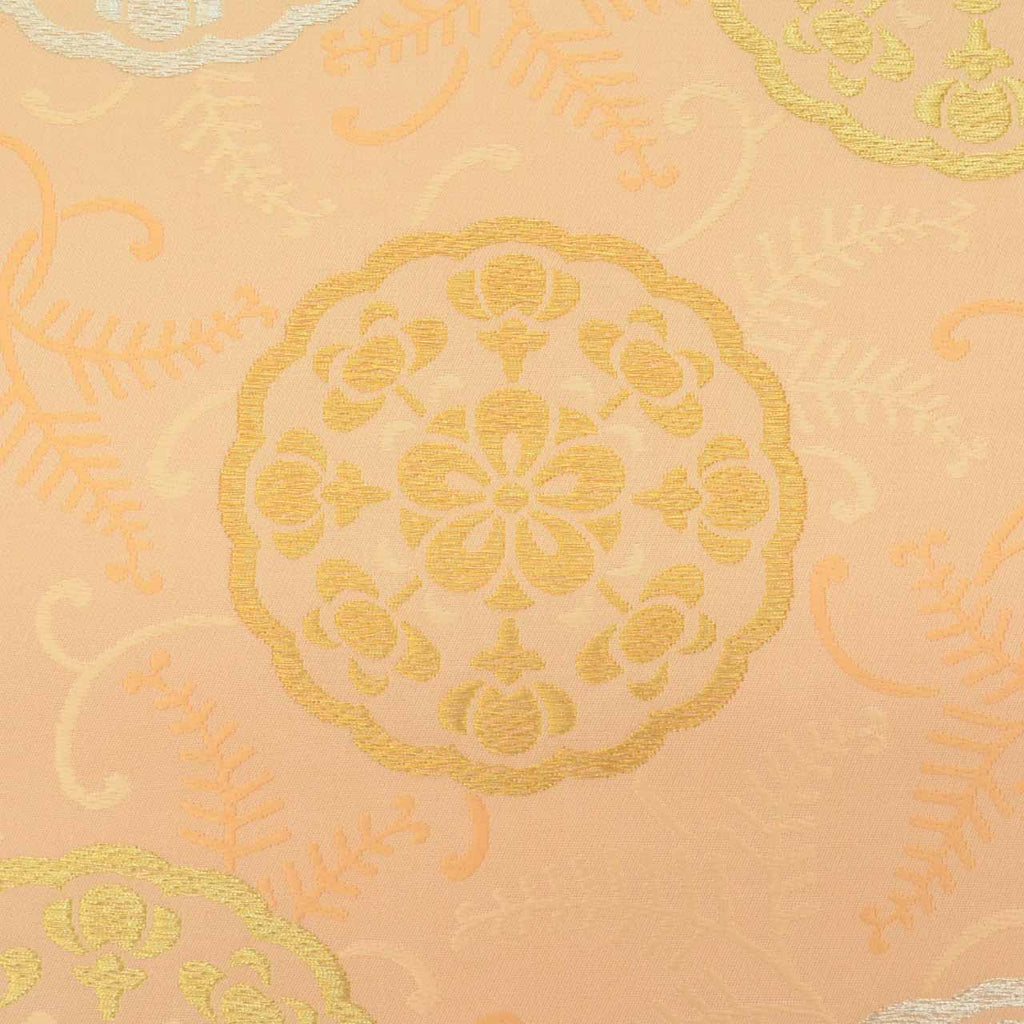 Vintage Japanese Obi | Fukuro Obi | Orange Silk | Circle Floral | Kara-ori Gold Silver Thread | Furisode | Excellent | Sustainable | uu1079b