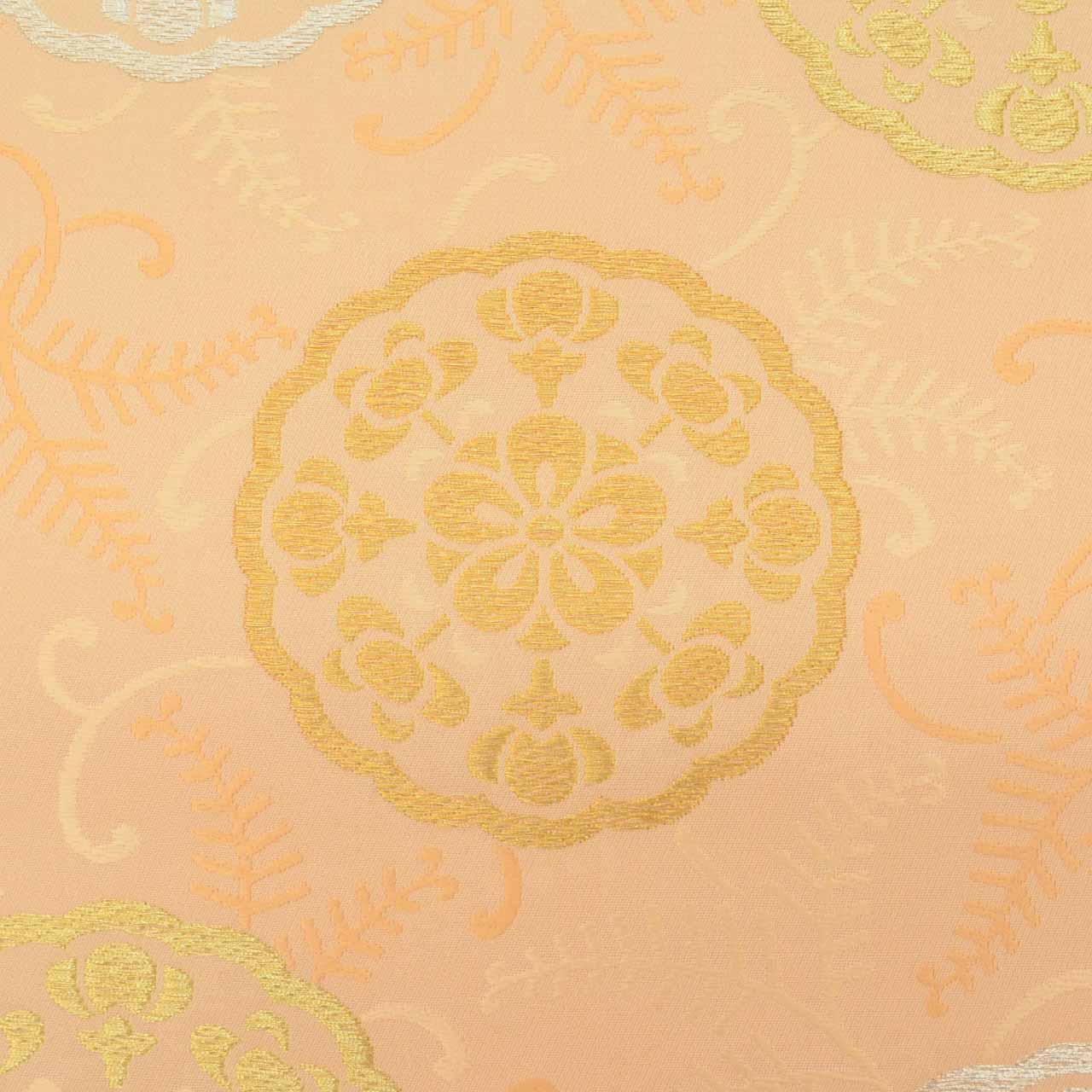 Vintage Japanese Obi | Fukuro Obi | Orange Silk | Circle Floral | Kara-ori Gold Silver Thread | Furisode | Excellent | Sustainable | uu1079b