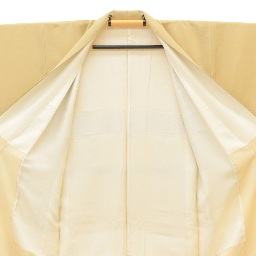 [Used] Recycled Kimono, Colored Formal Kimono, Lined, Pure Silk, Ready-made, Sleeve Length 66.5cm (26.2in), Body Length 156.5cm (61.6in), Size M, Brown, Floral Cart Pattern, Visiting Kimono Style, Swatow Embroidery, uu1080b