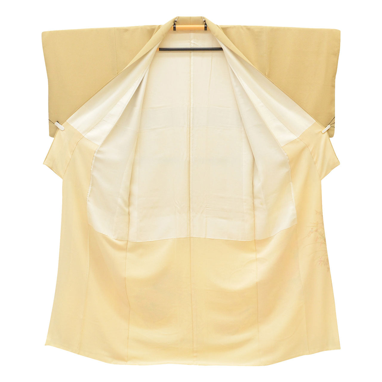 [Used] Recycled Kimono, Colored Formal Kimono, Lined, Pure Silk, Ready-made, Sleeve Length 66.5cm (26.2in), Body Length 156.5cm (61.6in), Size M, Brown, Floral Cart Pattern, Visiting Kimono Style, Swatow Embroidery, uu1080b