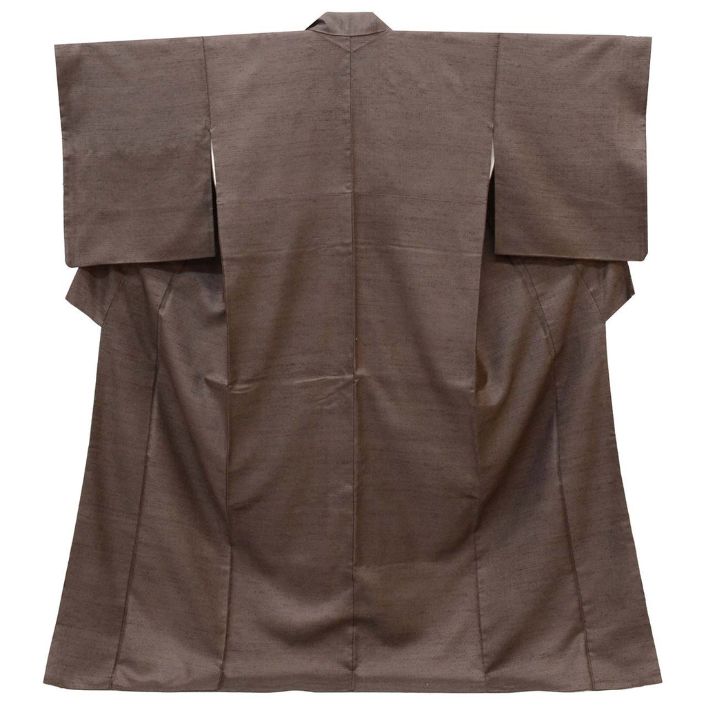 Vintage Japanese Kimono | Omeshi | Brown Silk | Solid | Excellent | Size L | Sustainable | uu1085b