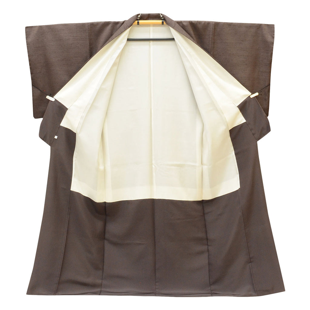 Vintage Japanese Kimono | Omeshi | Brown Silk | Solid | Excellent | Size L | Sustainable | uu1085b