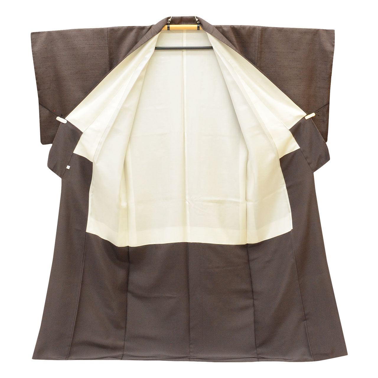 Vintage Japanese Kimono | Omeshi | Brown Silk | Solid | Excellent | Size L | Sustainable | uu1085b