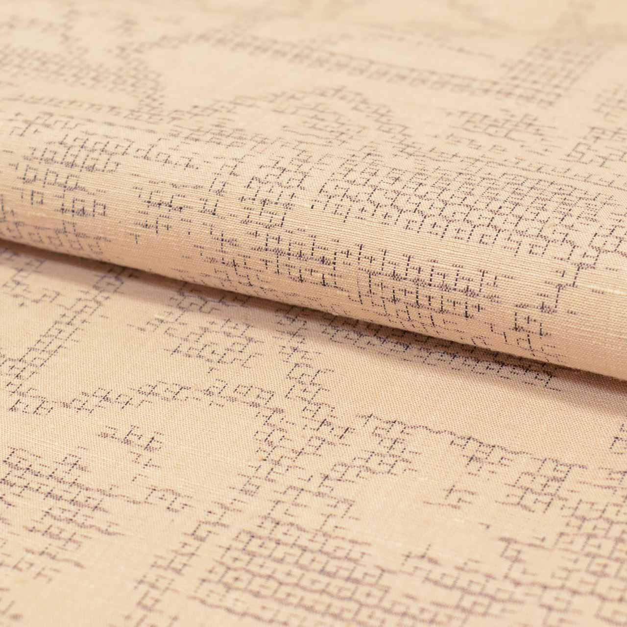 Vintage Japanese Kimono | Yuki Tsumugi | Beige Silk | Kasuri Pattern | Certified | UNESCO Heritage | Size M | Sustainable | uu1086b