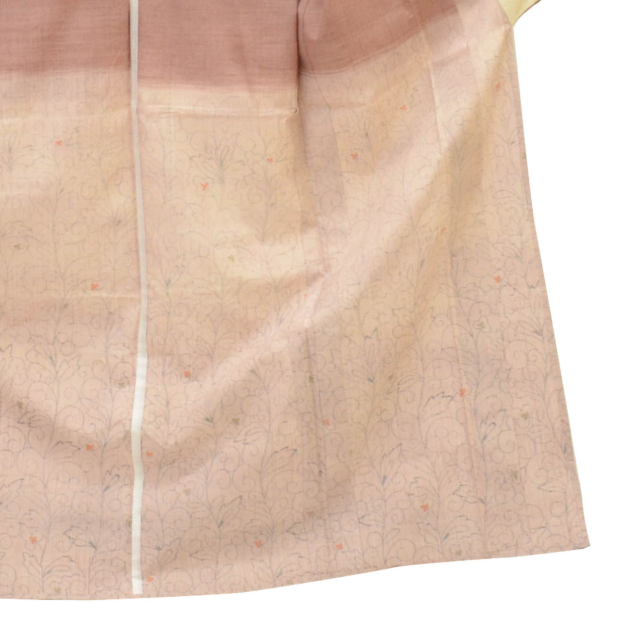 Vintage Japanese Kimono | Tsumugi | Pink Silk | Floral Arabesque Houmongi Pattern | Unlined | Size M | Sustainable | uu1090b