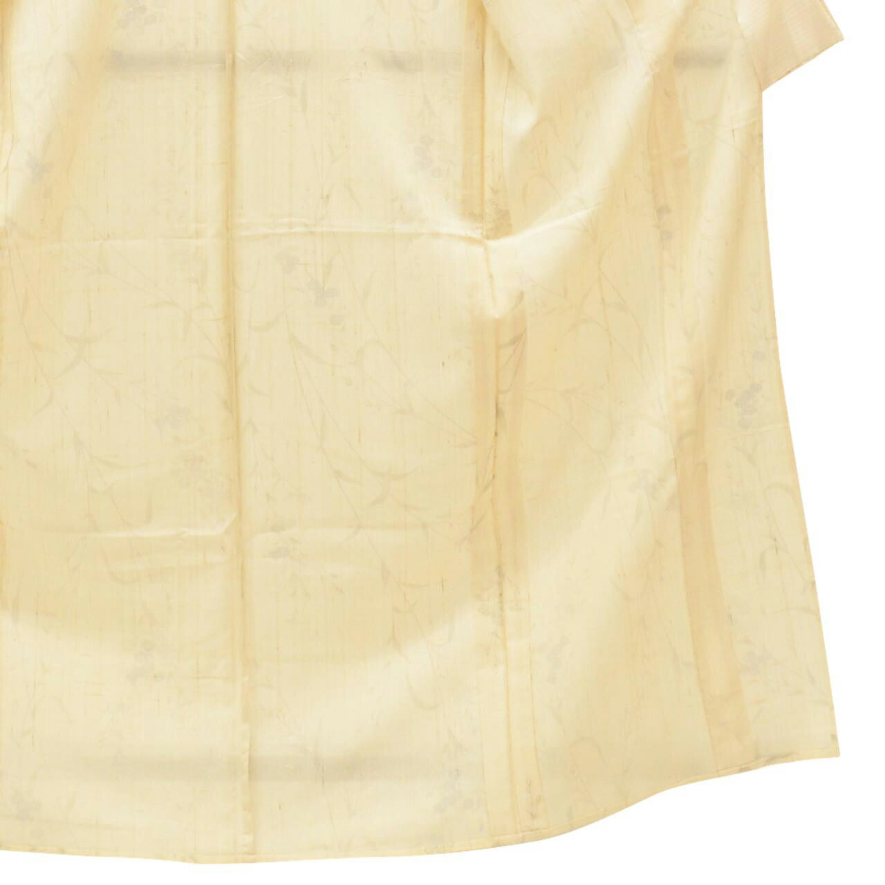 Vintage Japanese Kimono | Summer Mawata Tsumugi | Beige Silk | Botanical Floral | Petite Size S | Sustainable | uu1097b