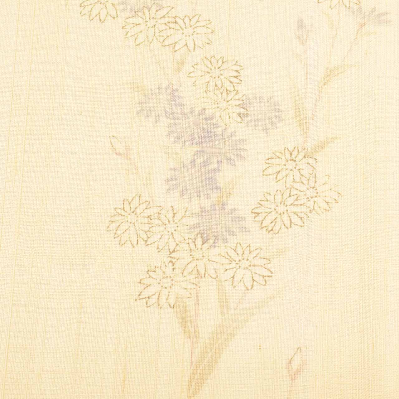 Vintage Japanese Kimono | Summer Mawata Tsumugi | Beige Silk | Botanical Floral | Petite Size S | Sustainable | uu1097b