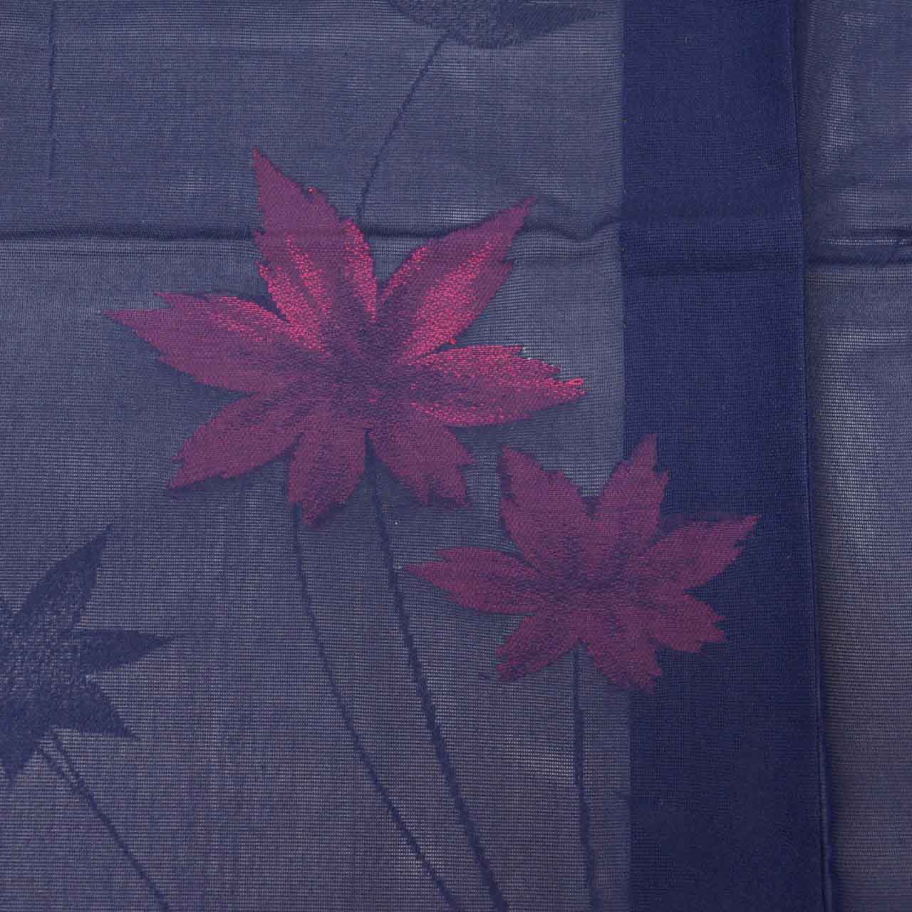 Vintage Japanese Kimono | Summer Komon | Navy Silk Sha | Autumn Maple Pattern | Size M | Sustainable | uu1098b
