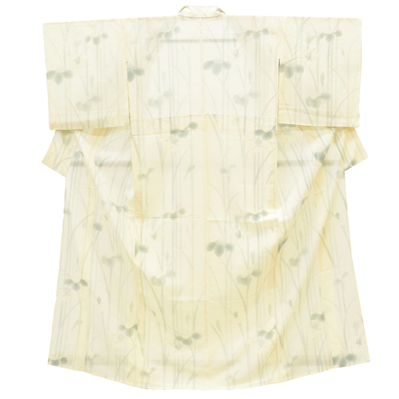 Vintage Japanese Kimono | Summer Komon | Cream Silk Ro | Iris Pattern | Size M | Sustainable | uu1102b