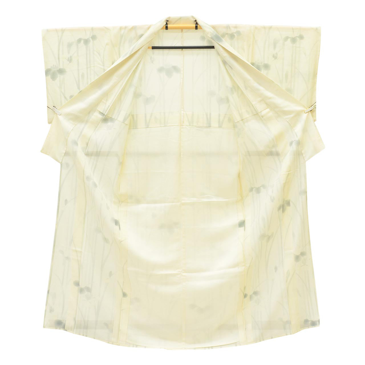 Vintage Japanese Kimono | Summer Komon | Cream Silk Ro | Iris Pattern | Size M | Sustainable | uu1102b